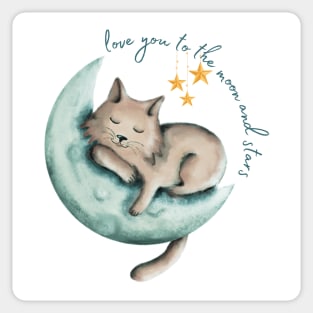 Love You Kitty Moon Sticker